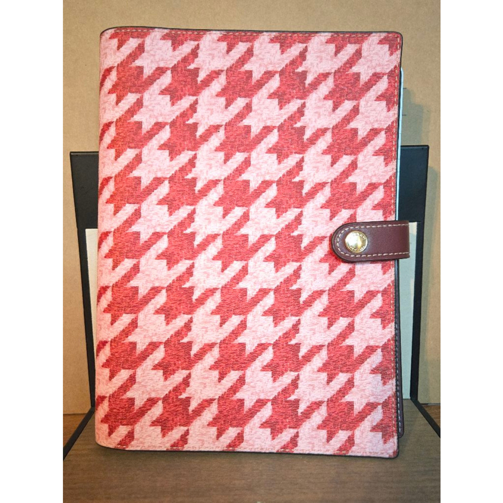Coach Pink and Red Houndstooth Snap Clutch